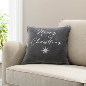 Embroidered Merry Christmas Velvet Cushion