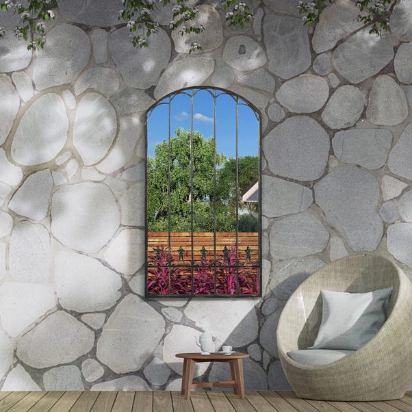 Summer View Garden Outdoor Mirror, 140x75cm Black