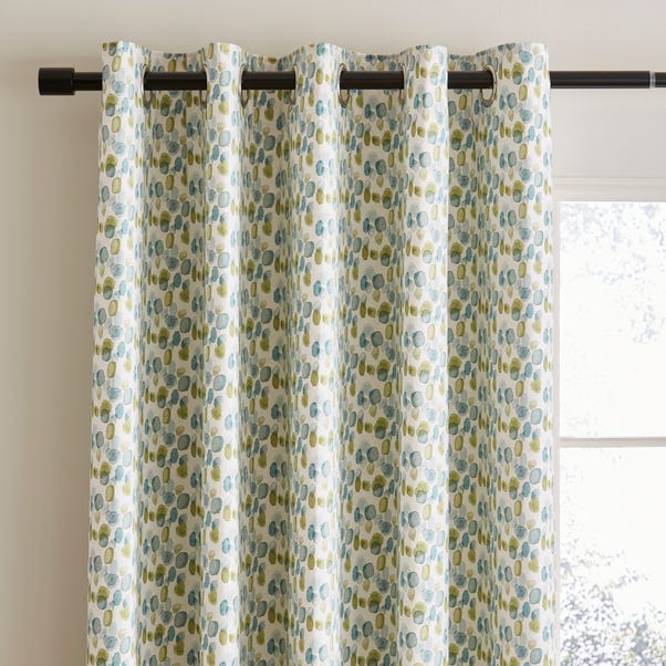 Watercolour Spot Teal Eyelet Curtains  undefined