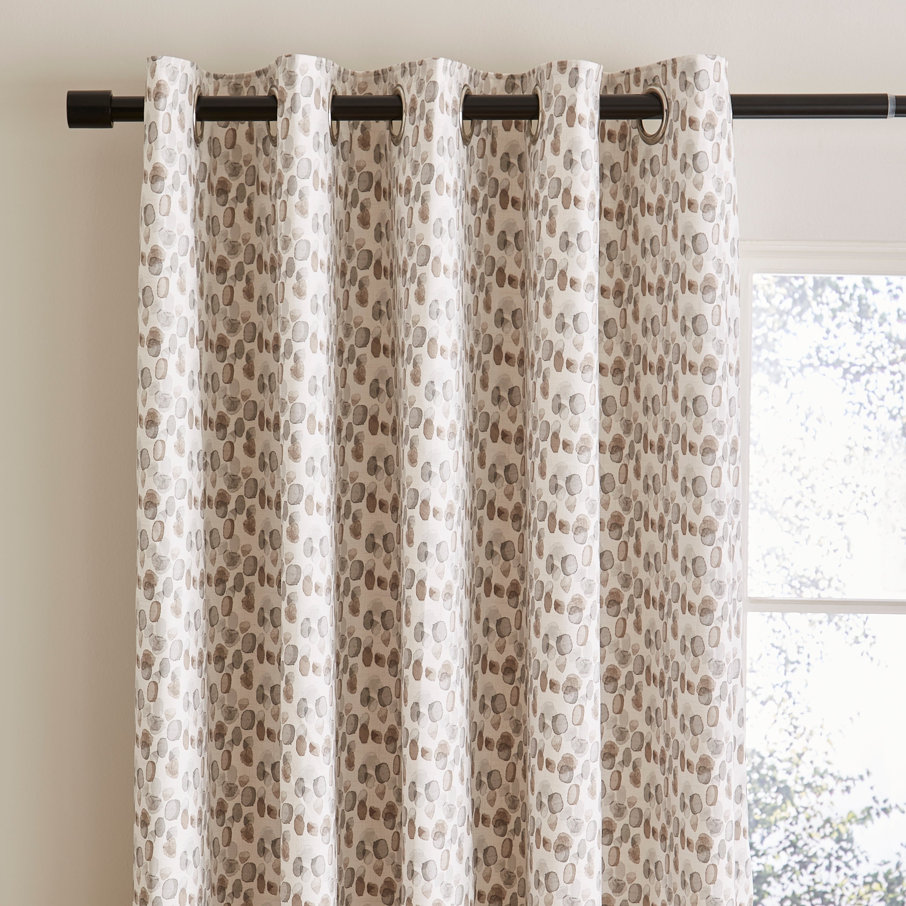 Watercolour Spot Natural Eyelet Curtains