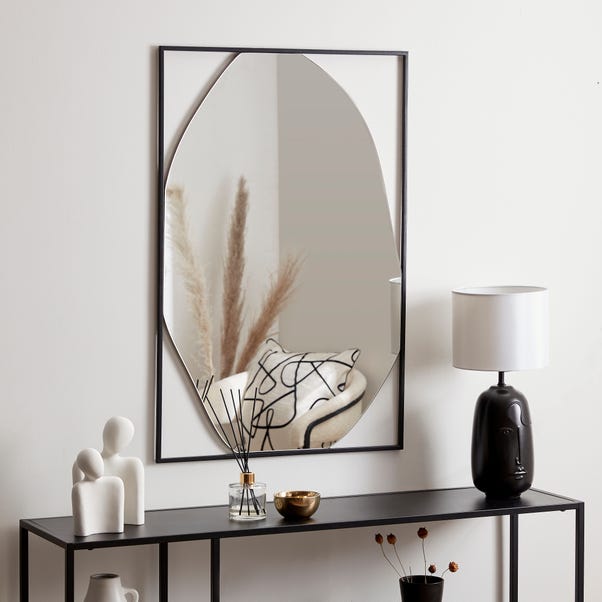 Framed Pebble Wall Mirror 85cm x 55cm Black