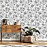 Etched Floral Mono Self Adhesive Wallpaper Black
