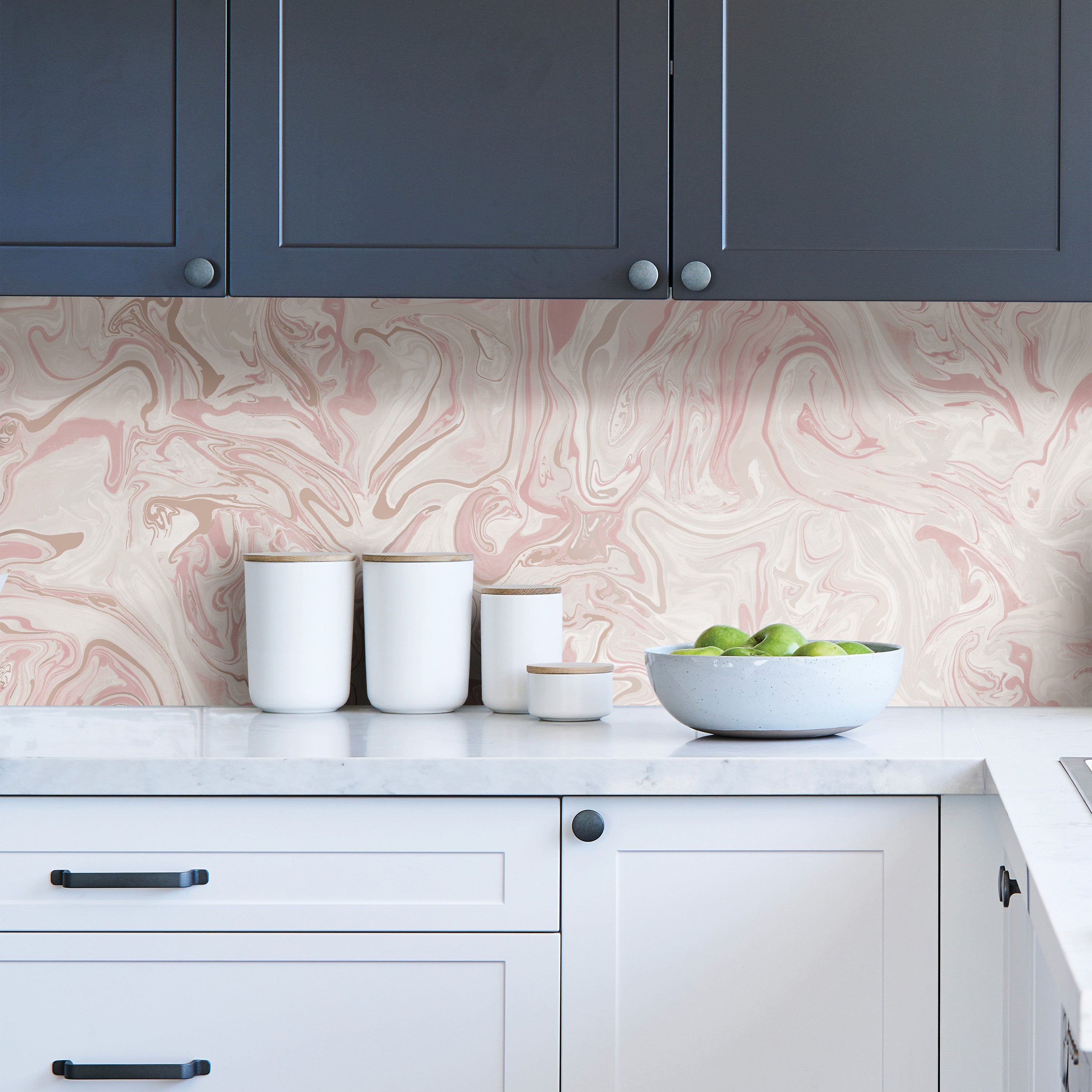 Marble Swirl Blush Self Adhesive Wallpaper | Dunelm