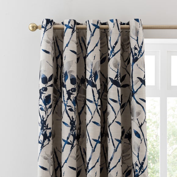 Zen Blackout Ultra Blue Eyelet Curtains | Dunelm