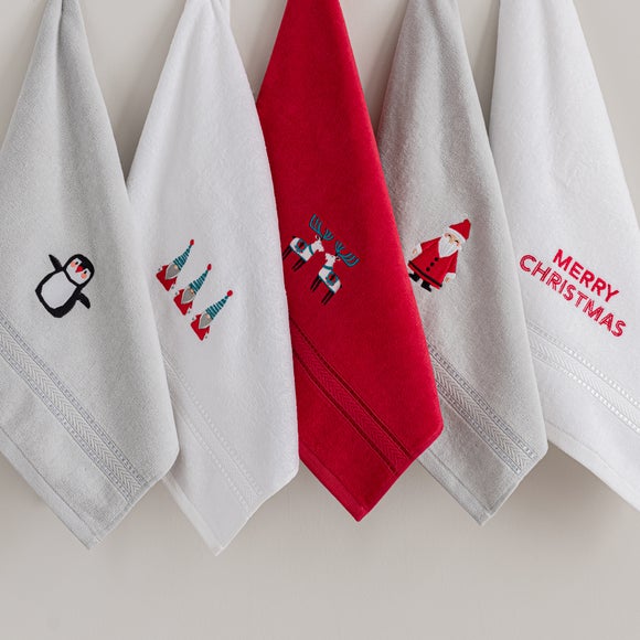 Reindeer Red 100 Cotton Hand Towel Dunelm