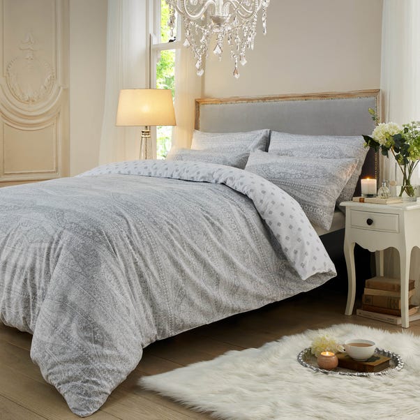Holly Willoughby Keeva Grey Brushed Cotton Duvet Cover and Pillowcase Set  undefined