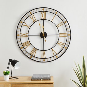 Brass and Gold Skeleton Wall Clock