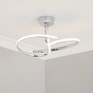 Cortez 2 Arm Led Chrome Semi Flush Ceiling Light