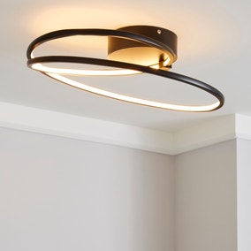 Menton Integrated LED Swirl Black Semi-Flush Ceiling Fitting