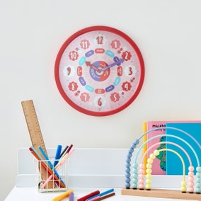 Pink Tell The Time Wall Clock