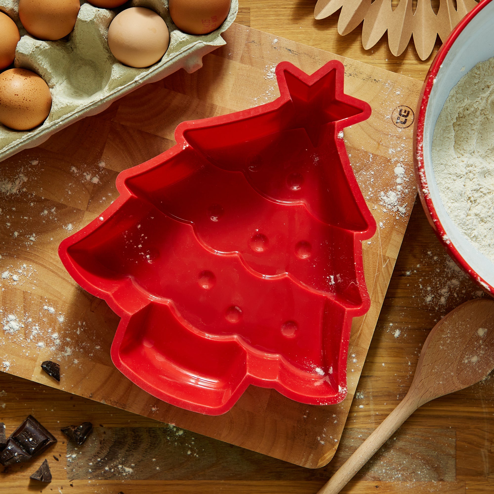 Red Silicone Tree Cake Mould | Dunelm