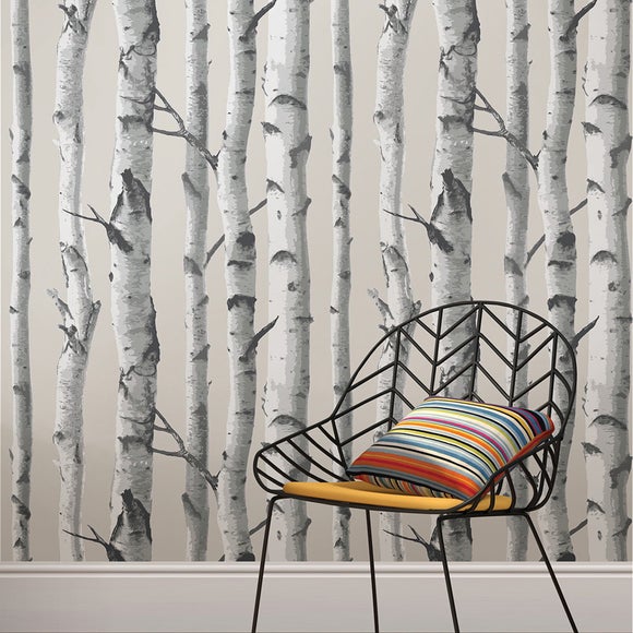 View Nuwallpaper Mountain Birch Grey Self Adhesive Wallpaper View Nuwallpaper Mountain Birch Grey Self Adhesive Wallpaper