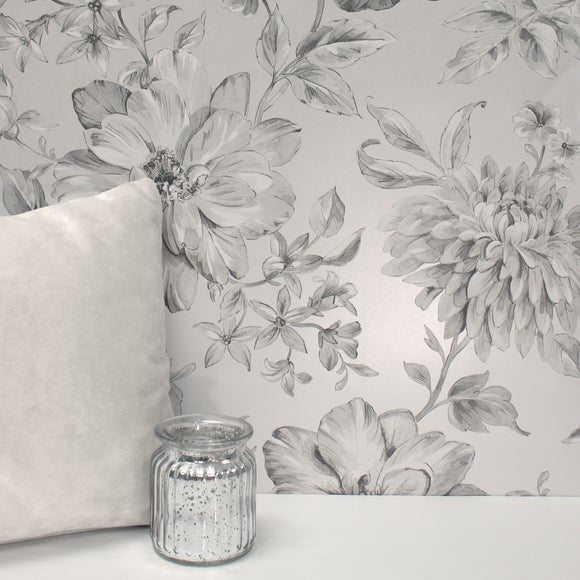 Vintage Dark Large Peony Flower Wallpaper Mural • Wallmur®