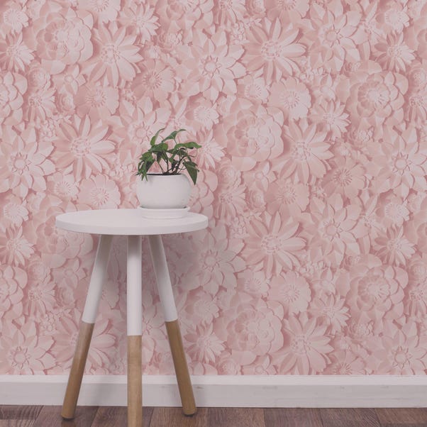 Dimensions Pink Floral 3D Wallpaper | Dunelm