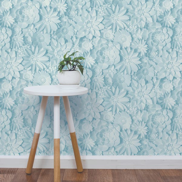 Dimensions Teal Floral 3D Wallpaper image 1 of 1