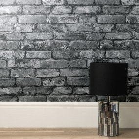 Rustic Silver Brick Wallpaper