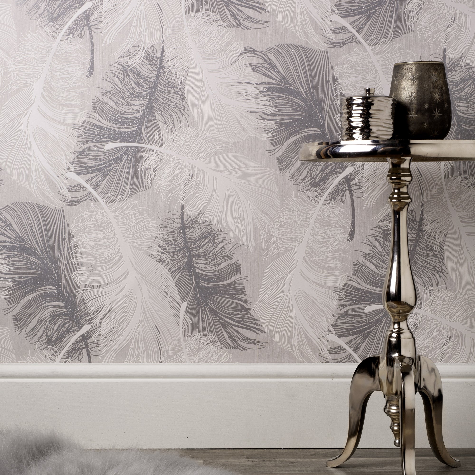 Coloroll Feather Dappled Grey Wallpaper