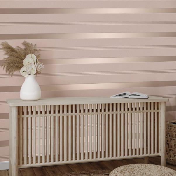 Platinum Rosco Foil Stripe Blush Wallpaper image 1 of 5