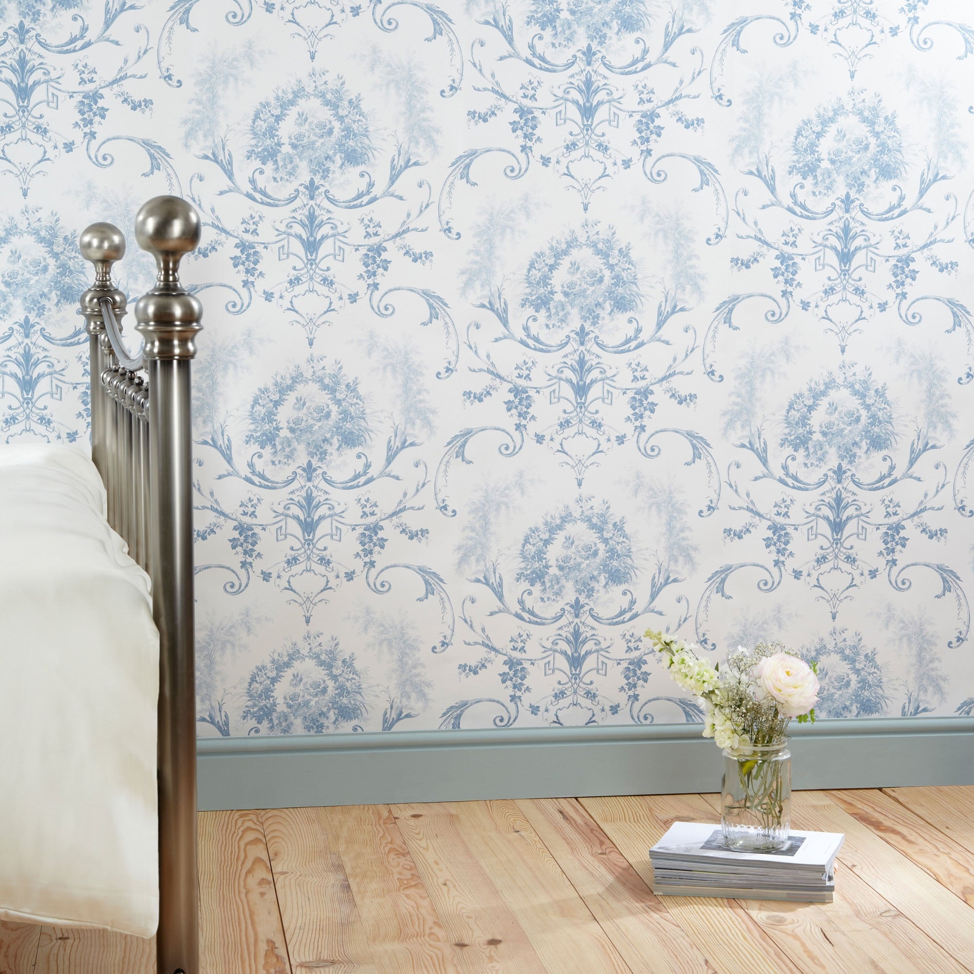 Dorma Toile Blue Wallpaper