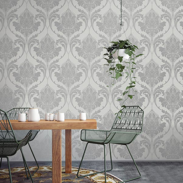 Zahra Silver and Grey Wallpaper image 1 of 1