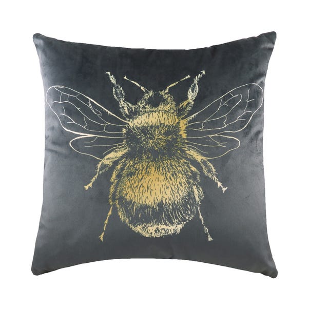 Gold Bee Cushion Grey
