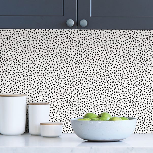 Dottie Black and White Self Adhesive Wallpaper image 1 of 1