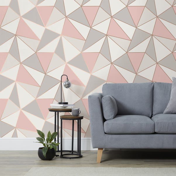 Crown Geo Rose Gold Wallpaper | Dunelm Crown Geo Rose Gold Wallpaper | Dunelm