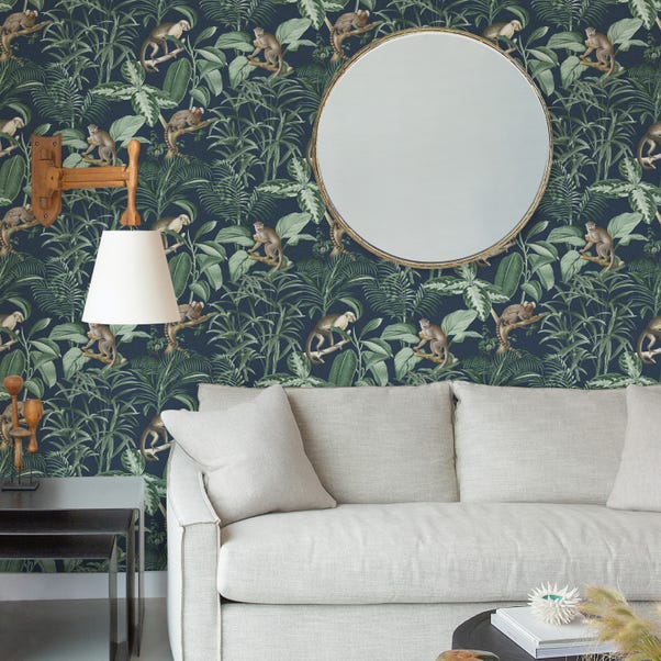 Nu Wall Self Adhesive Jungle Luxe Navy Wallpaper image 1 of 7
