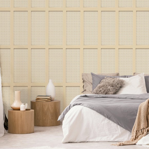 Cane Panel Panelling Wallpaper