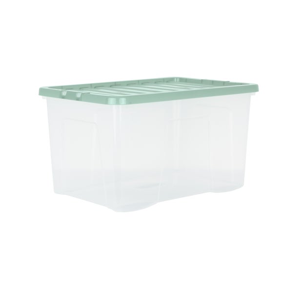 45L Plastic Storage Box Green Lid Dunelm