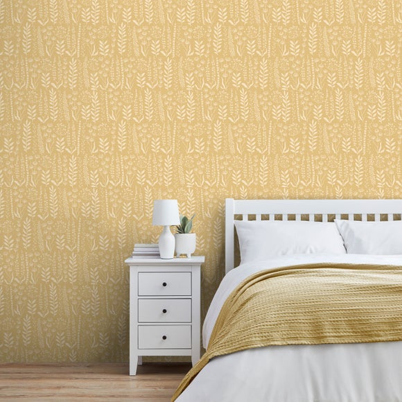 Winter Woods Yellow Wallpaper | Ochre | furn. – furn.com