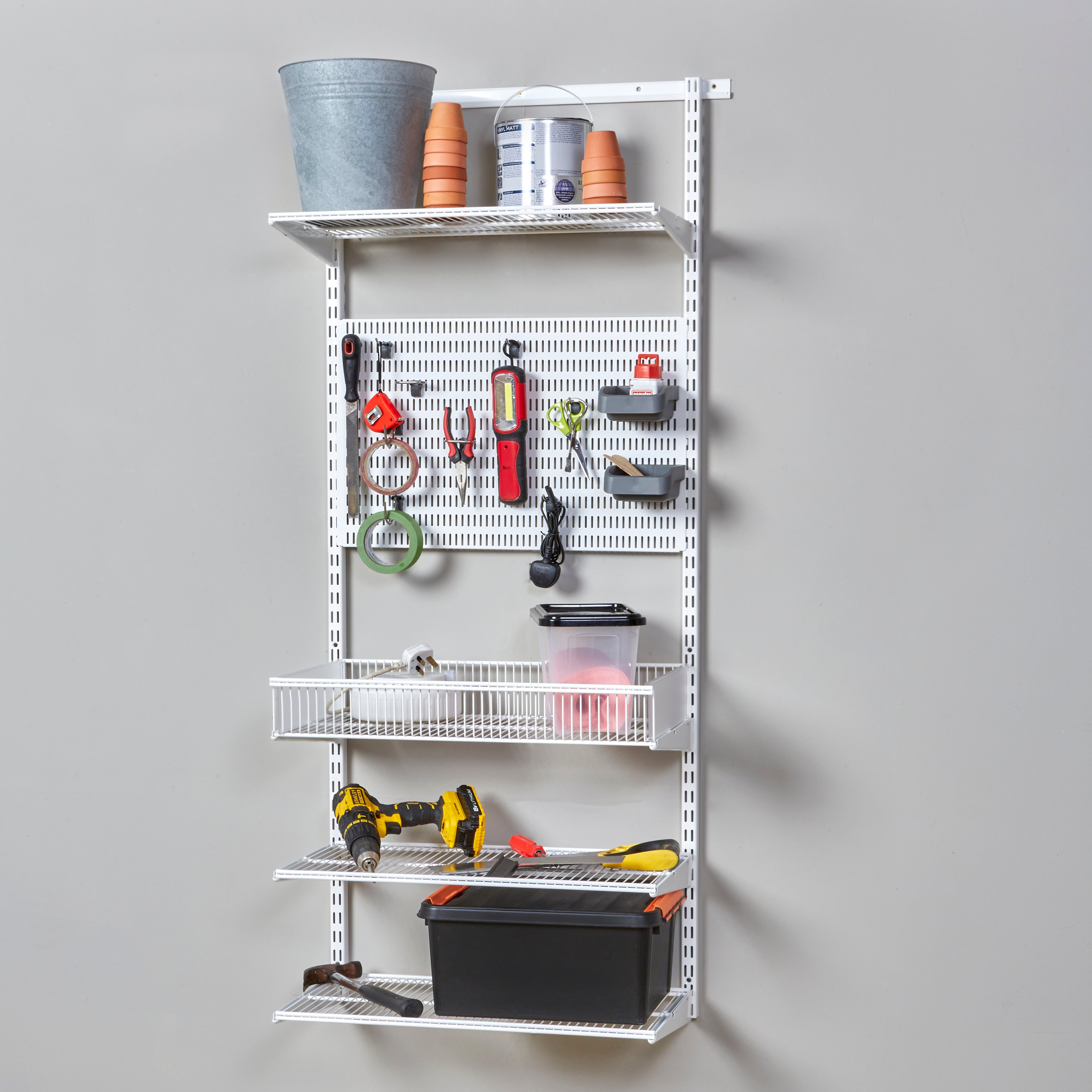 Image of Elfa Garage Tools Shelf Solution White