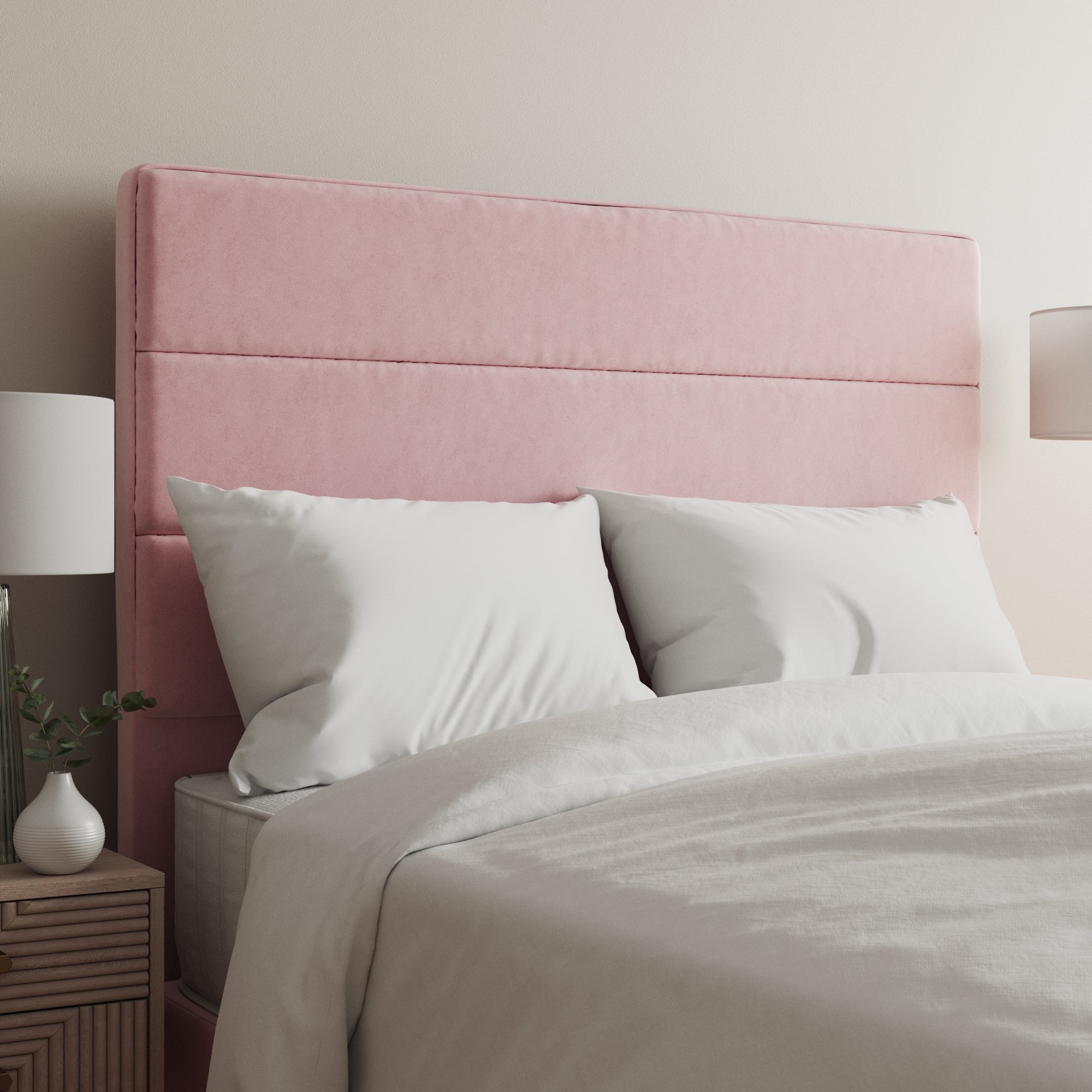 Velvet Horizontal Stripe Headboard Blush