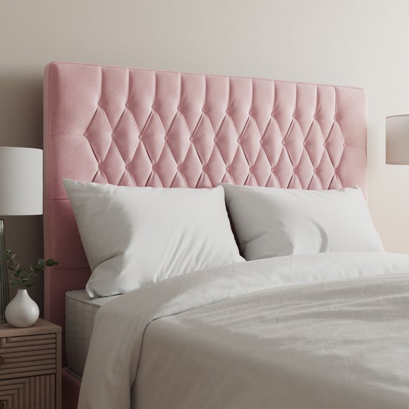 Velvet Chesterfield Headboard Blush
