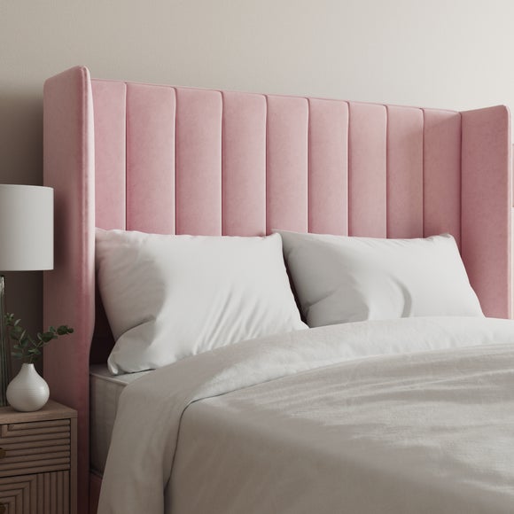 Velvet Wing Stripe Headboard Blush