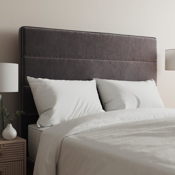Velvet Horizontal Stripe Headboard Grey