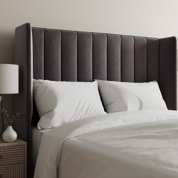 Velvet Wing Stripe Headboard Grey