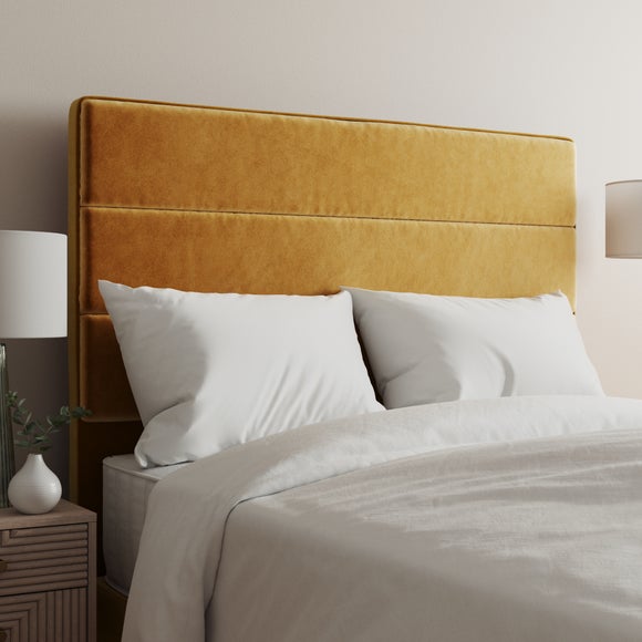Velvet Horizontal Stripe Headboard Yellow