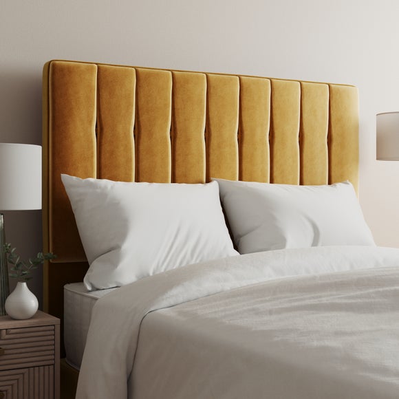 Velvet Double Tansden Headboard Yellow