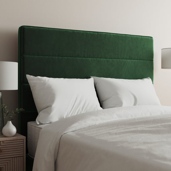 Velvet Horizontal Stripe Headboard Green