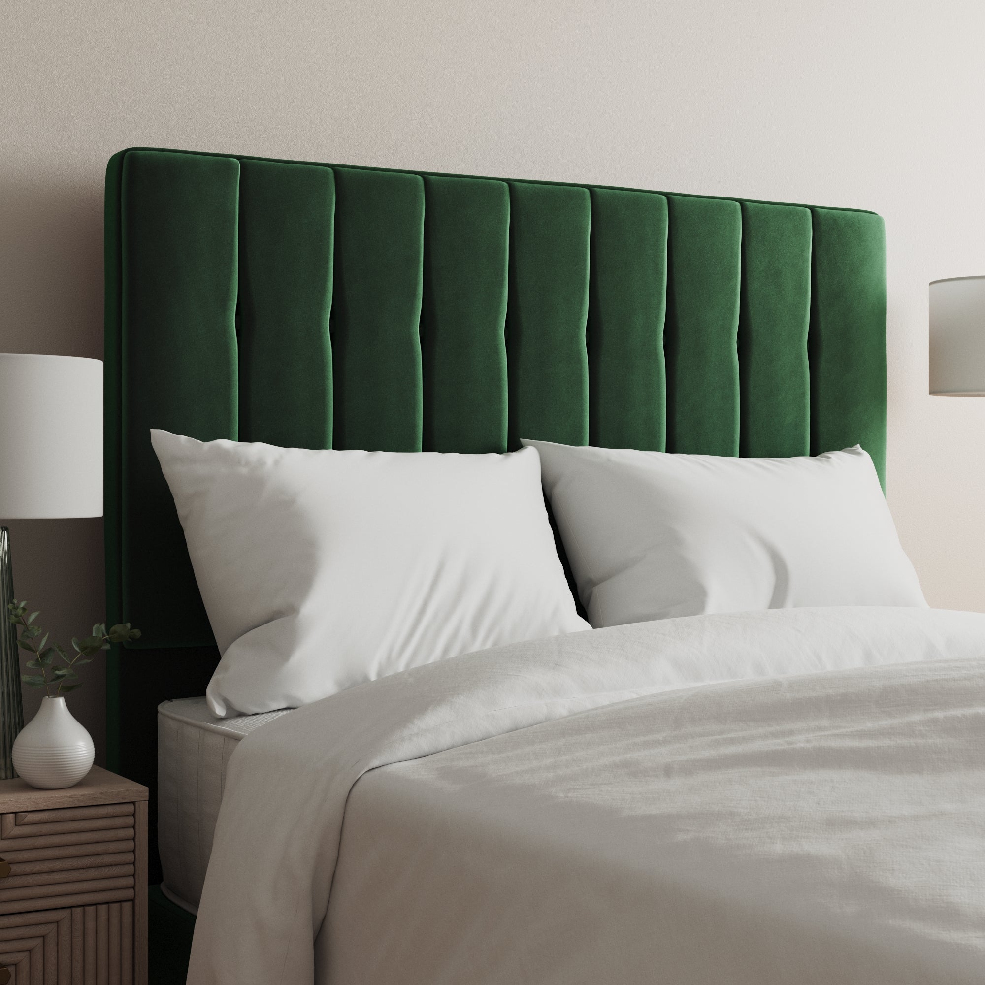 Velvet Double Tansden Headboard Green