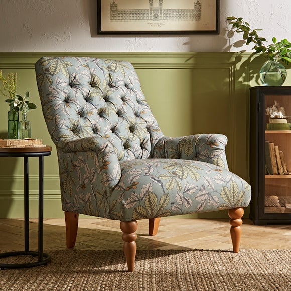 Bibury Button Back Chair Arboretum Print Dunelm