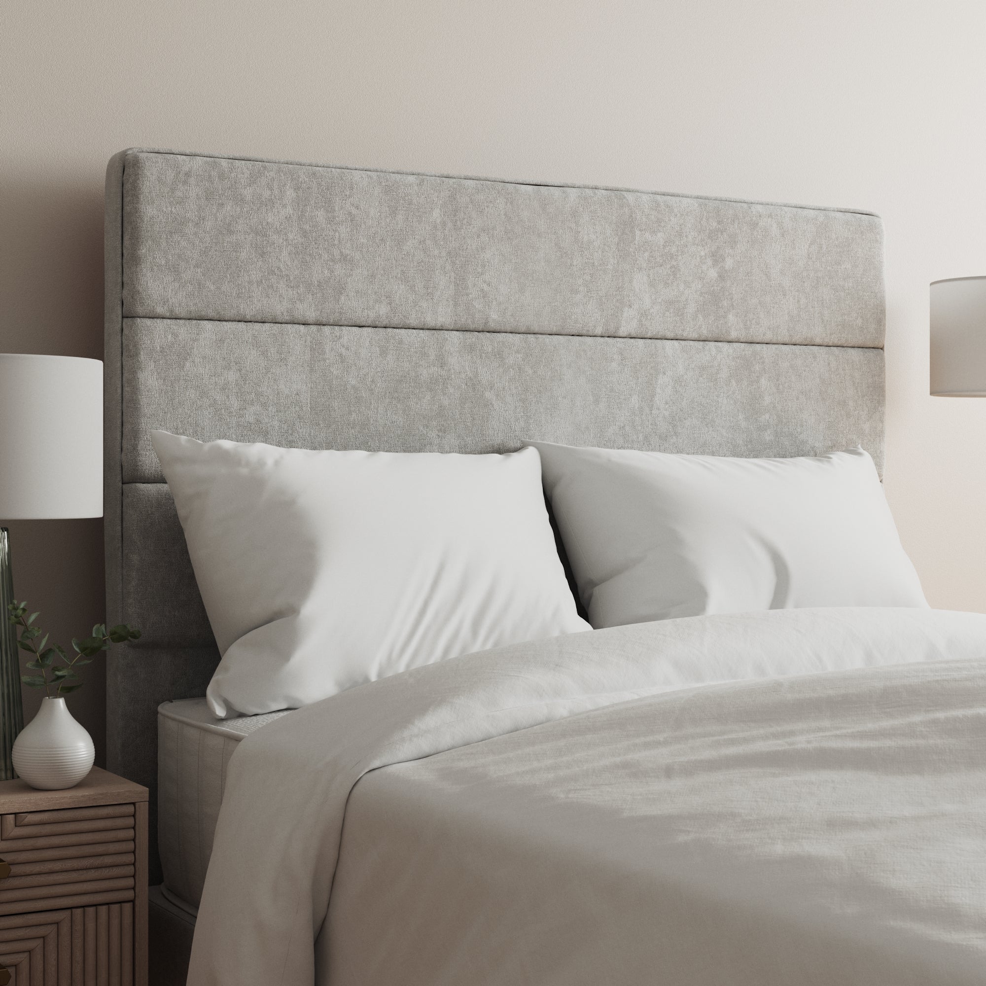 Chenille Horizontal Stripe Headboard Grey