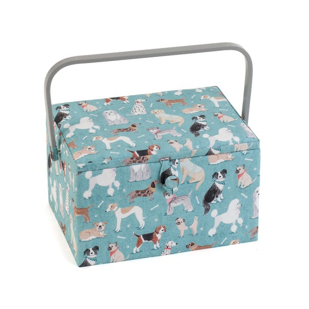 Hobby Gift Blue Scotty Dogs Large Sewing Box image 1 of 6