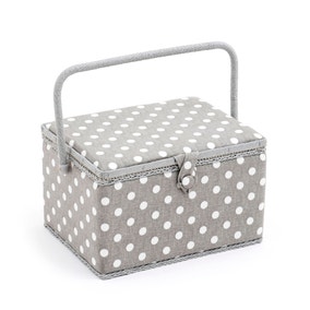 Grey Polka Dot Large Sewing Box