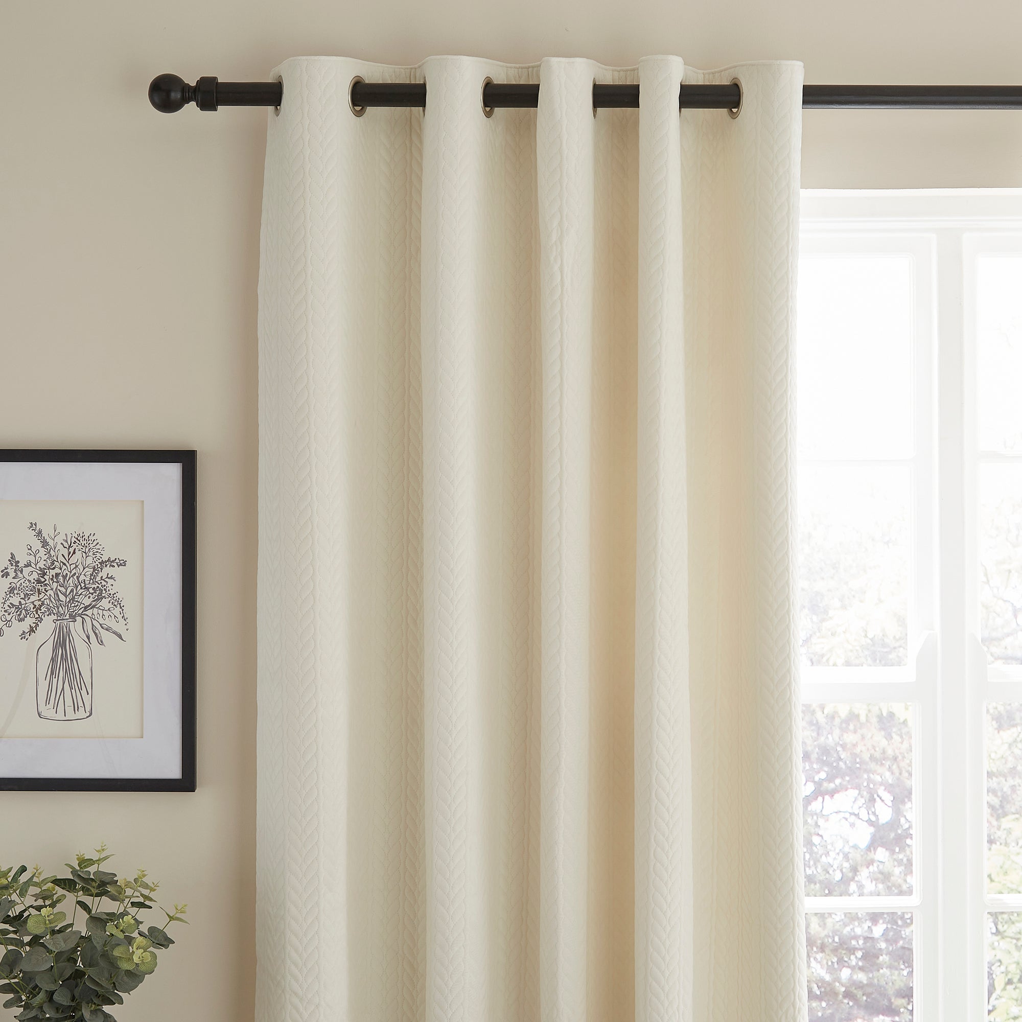 Pinsonic Plait Ivory Eyelet Curtains