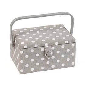 Hobby Gift Grey Polka Dot Medium Sewing Box