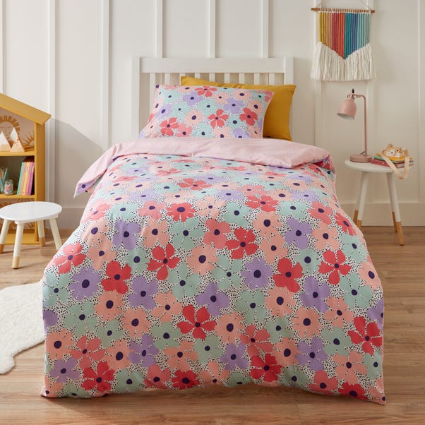 Spotty Floral Duvet Cover and Pillowcase Set  Pink undefined