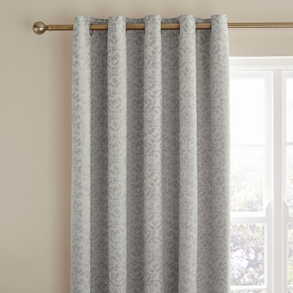 Pearl Print Ice White Eyelet Curtains  undefined