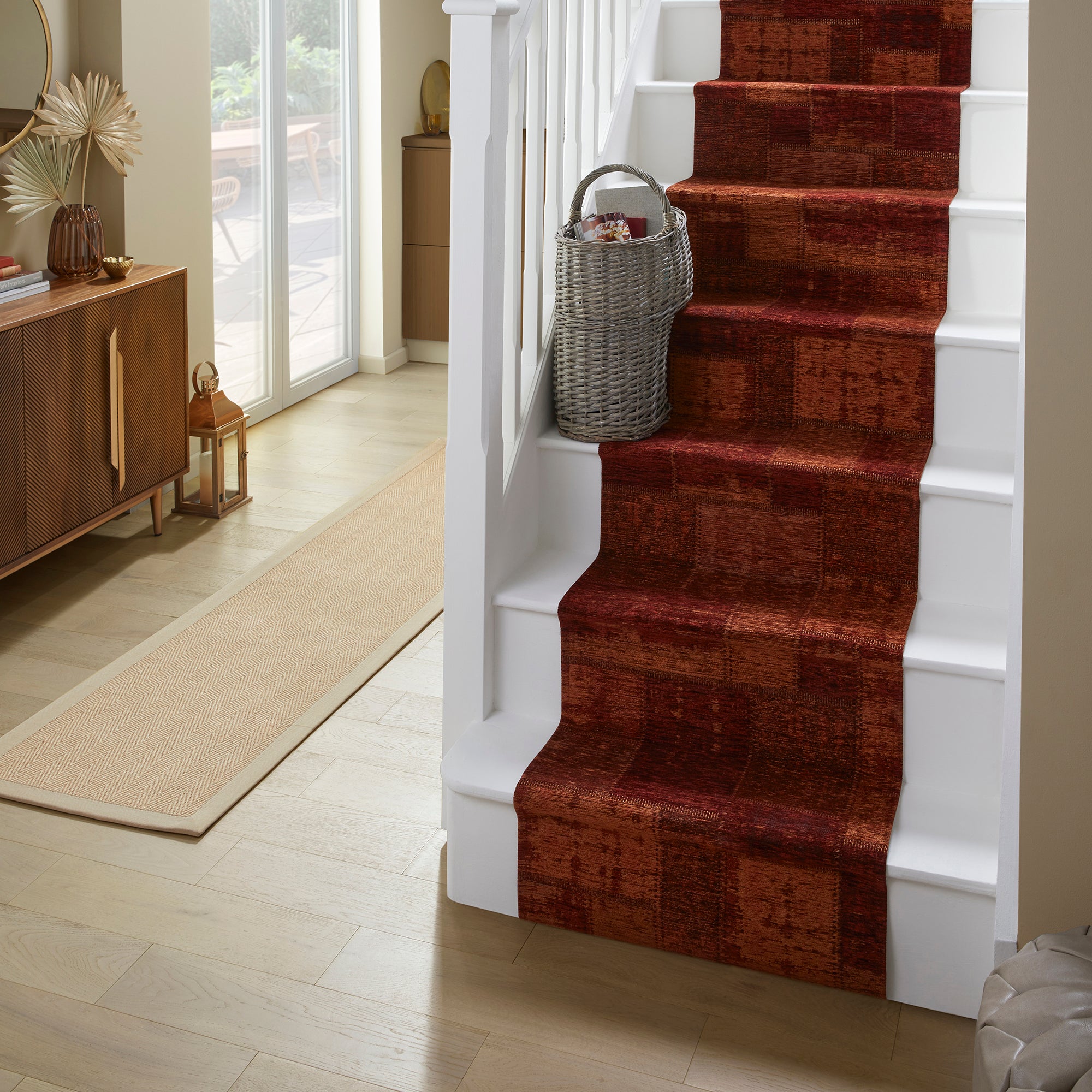 Prague Chenille Stair Runner Red